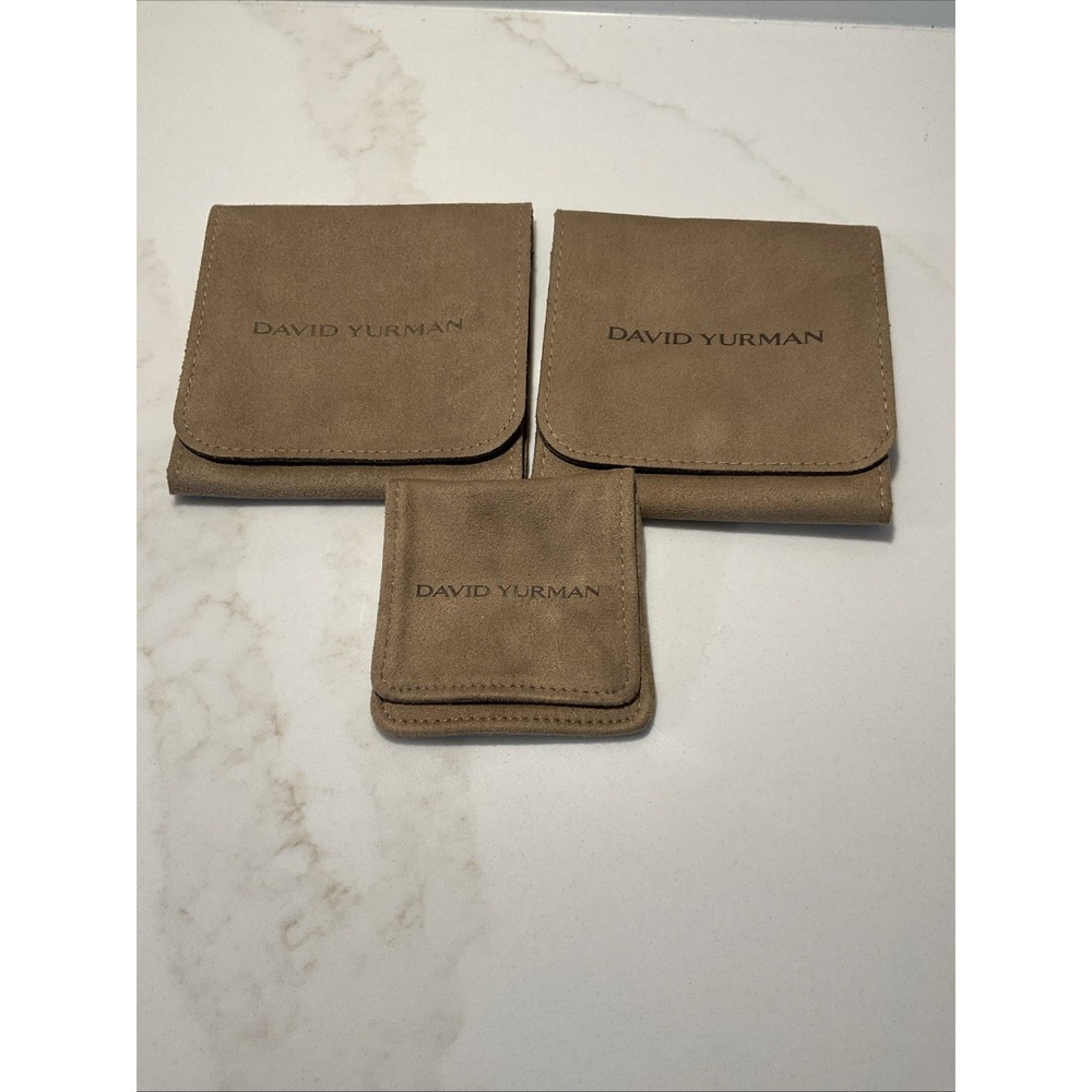 Lot of 3 David Yurman Suede Pouch Bags Jewelry Storage Travel magnetic closure